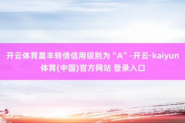 开云体育晨丰转债信用级别为“A”-开云·kaiyun体育(中国)官方网站 登录入口